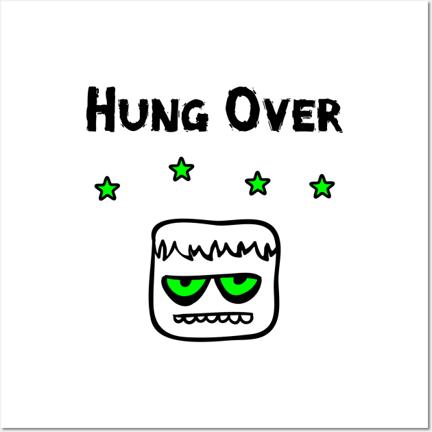 Hung Over Drinking Partying Blockhead With Stars Wall Art by depravitee